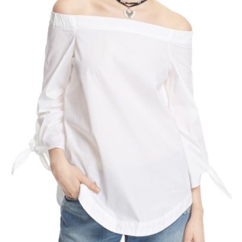Free people white off shoulder poplin blouse xs